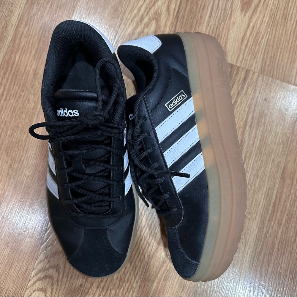 Adidas VL Court Bold Platform Black and White Sneakers with Gum Sole
